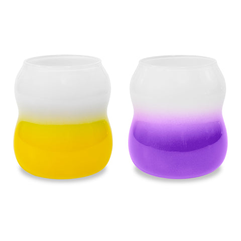 Set 2 bicchieri acqua 450 ml Colori Giallo e Viola WD