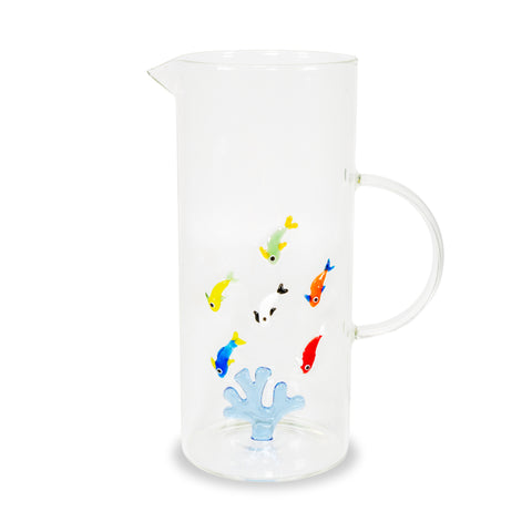 Caraffa in vetro  decoro corallo e pesci WD