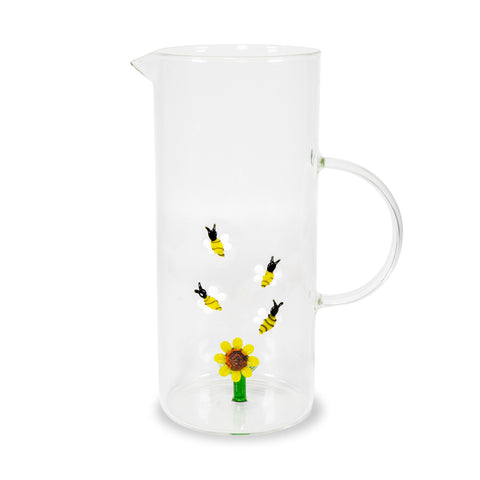 Caraffa in vetro Decoro girasole e api WD