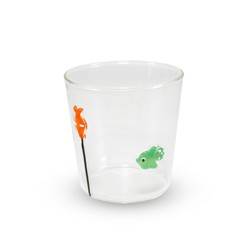 Bicchiere in vetro decoro pesce con boa WD