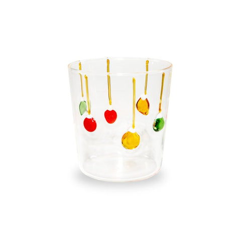 Bicchiere in vetro 250 ml. Decoro PALLINE NATALIZIE WD