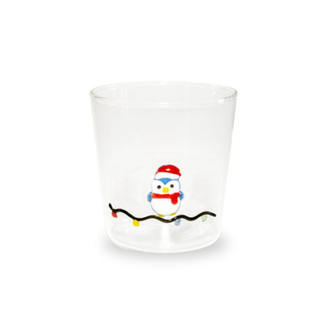 Bicchiere in vetro 250 ml. Decoro PINGUINO WD