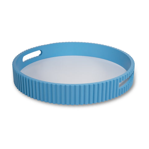 Vassoio Ø 30 cm in mdf colore azzurro WD