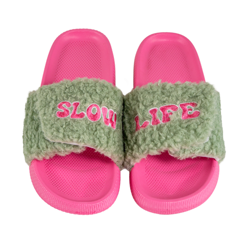 Ciabatte con strap. Decorazione "Slow Life" Taglia M/L  WD