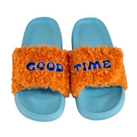 Ciabatte con strap. Decorazione "Good Time".. Taglia M/L WD