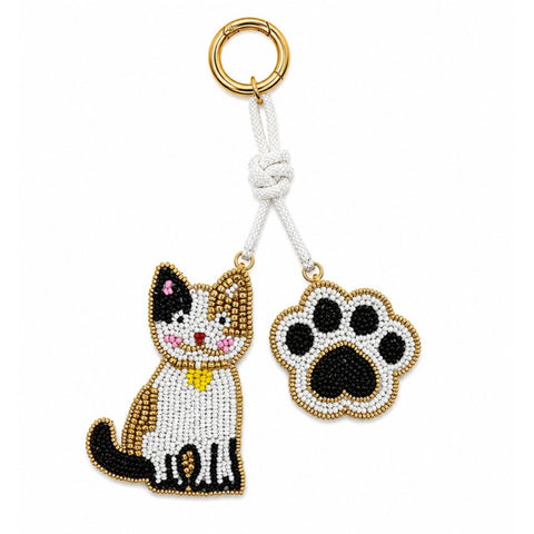 Charm da borsa e/o portachiavi. Decoro GATTO E ZAMPA. WD