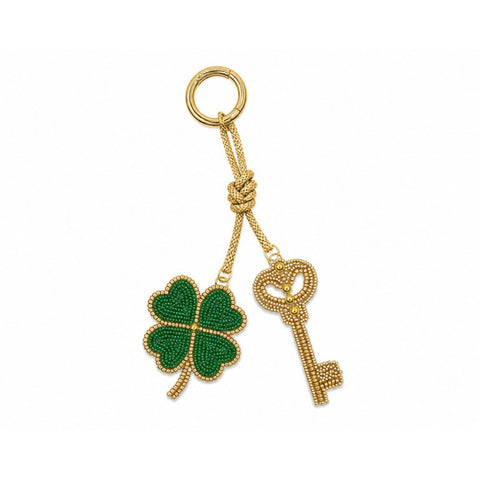 Charm da borsa e/o portachiavi. Decoro QUADRIFOGLIO E CHIAVE. WD