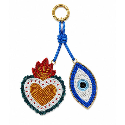 Charm da borsa e/o portachiavi. Decoro  CUORE E OCCHIO. WD