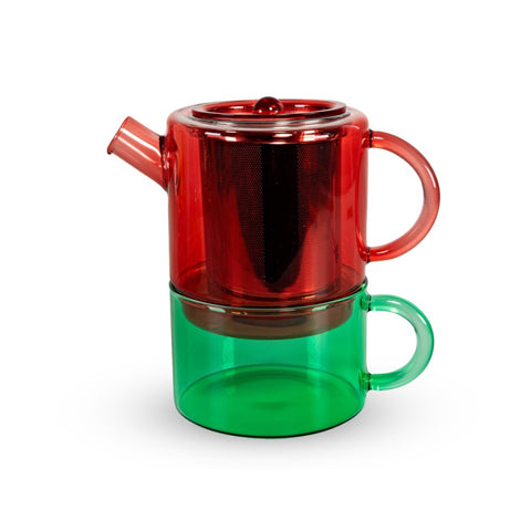 Teiera Tea for one 400 ml. Colore ROSSO E VERDE WD