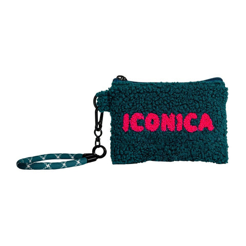 Pochette multiuso in tessuto effetto bouclé. Decoro ICONICA WD